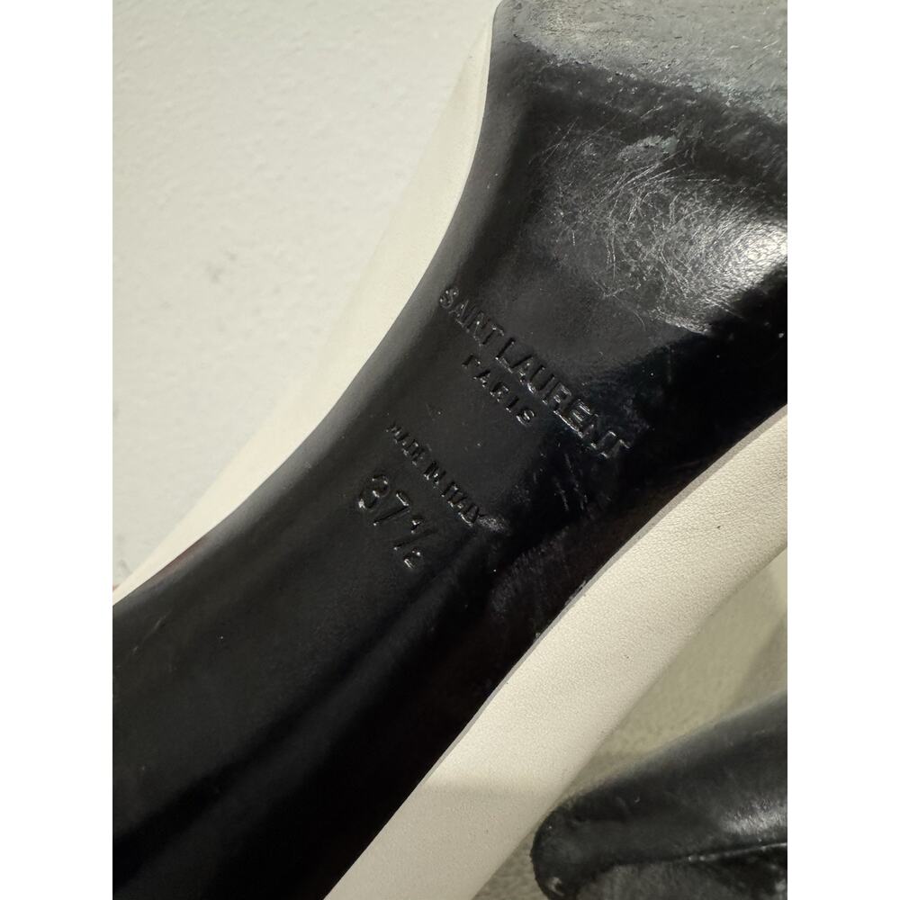 Saint Laurent White Black Cap Toe Iconic Pumps Heels Leather Women’s 37.5 / 7.5 - Picture 16 of 16